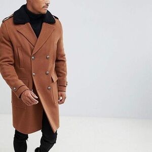 ASOS Men's Brown Double-Breasted Trench Coat